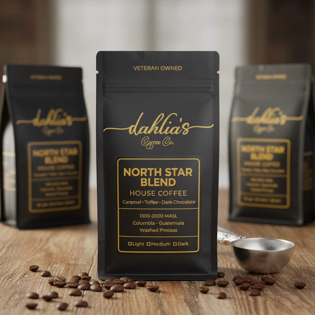 Dahlia's Coffee Co. North Star Blend house coffee bag