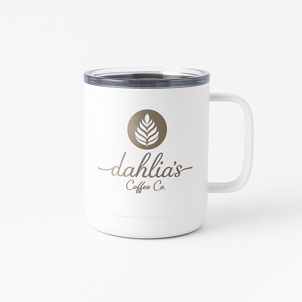 White Dahlia’s insulated handled mug